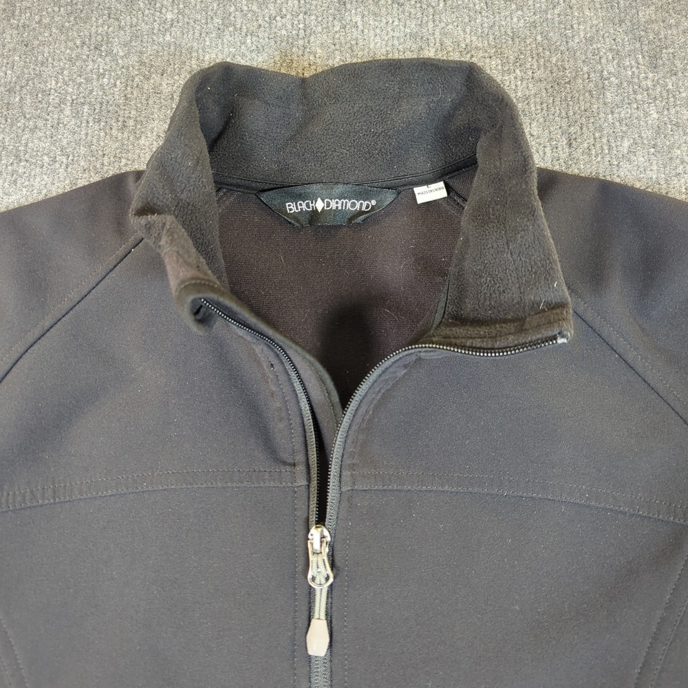Black Diamond Mens Softshell Jacket Full Zip Fleece Lined Black Large
